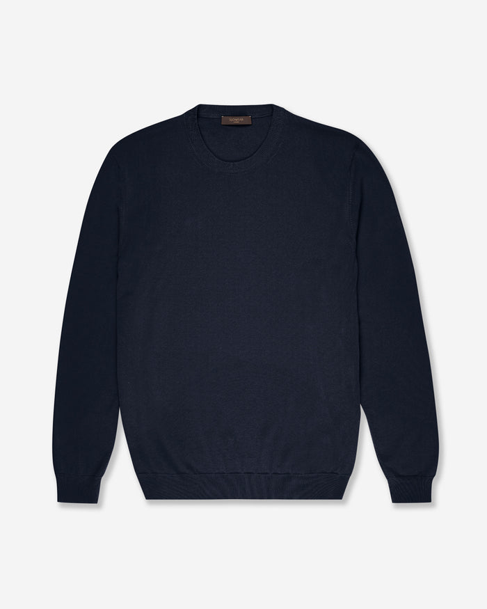 Slim fit cotton crepe crew-neck jumper