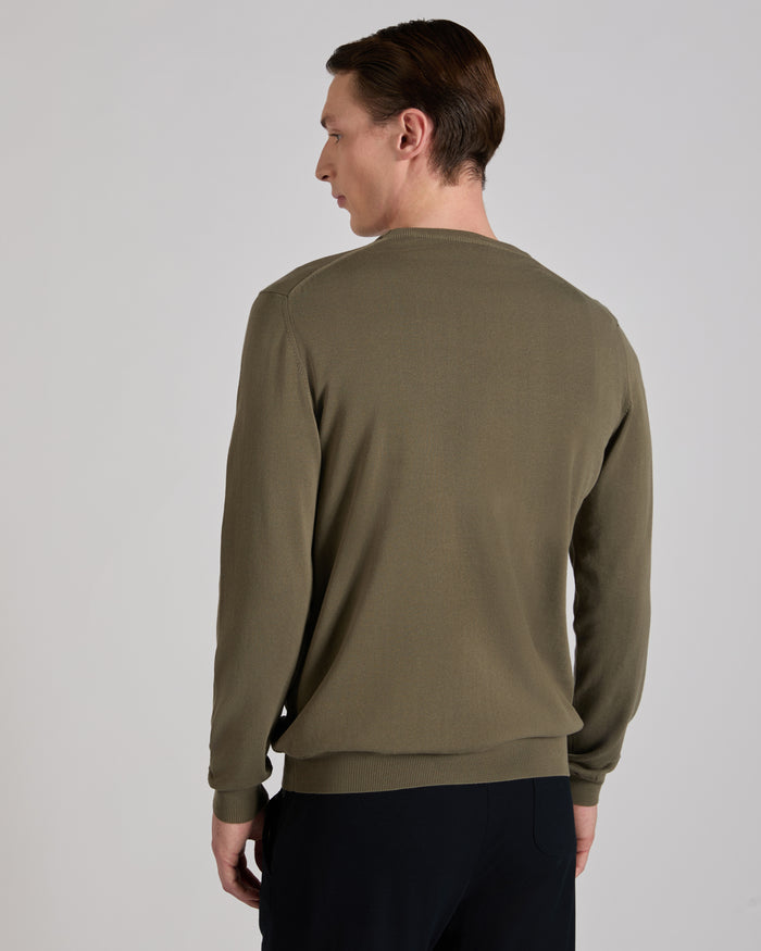 Slim fit cotton crepe crew-neck jumper