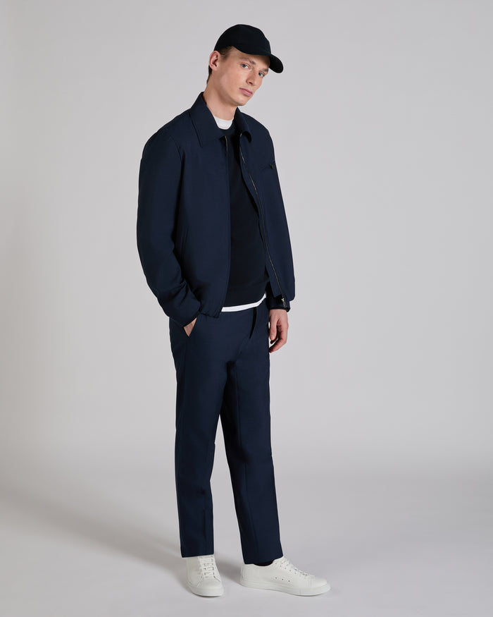 Slim fit cotton crepe crew-neck jumper