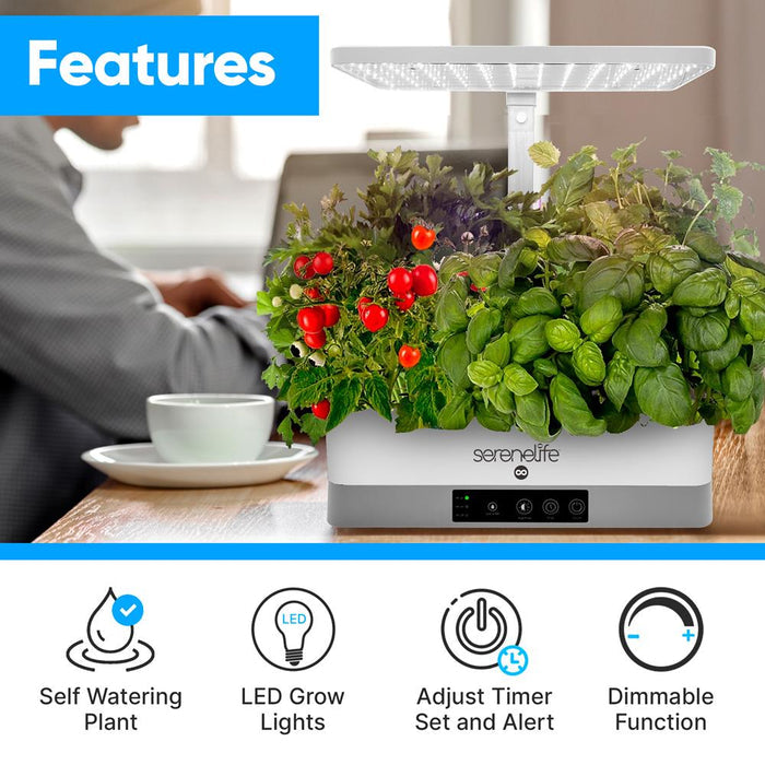 Smart Indoor Garden - Indoor Herb Garden With Led Grow Lights Panel (White)