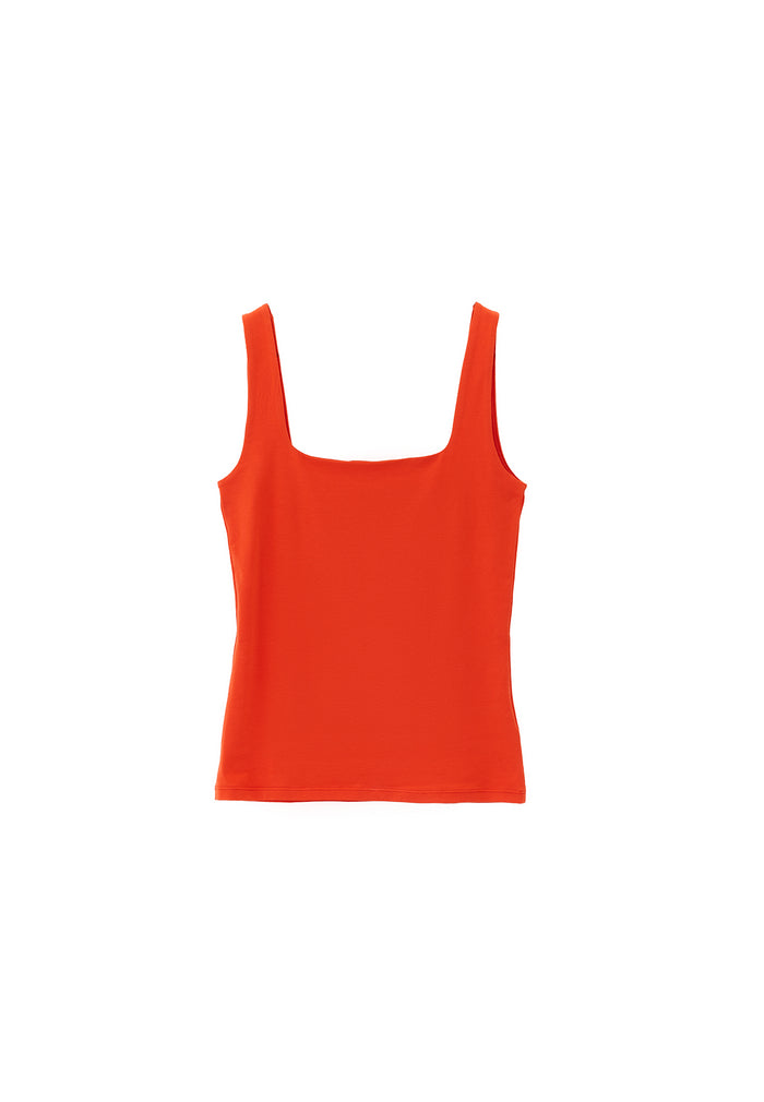 Square Neck Tank Top - MANDARIN RED