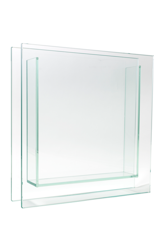 SQUARE PLATE GLASS VASE - 12" × 2" × 12" - 6-Piece per Pack