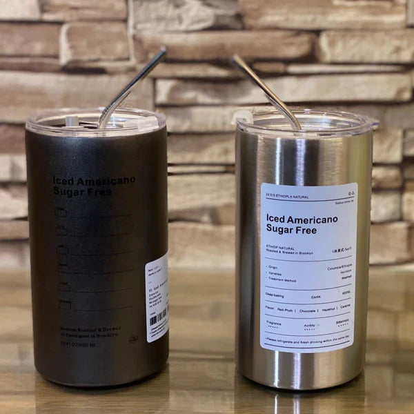Stainless Steel Iced Coffee Mug with Straw