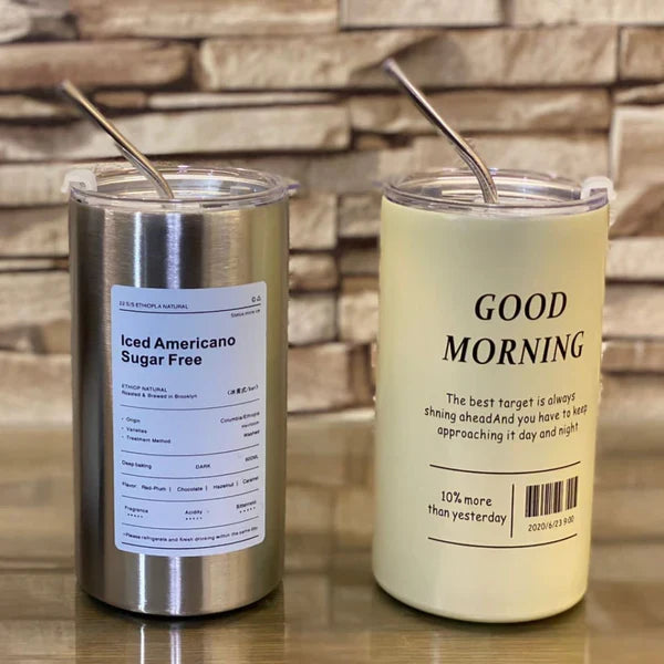 Stainless Steel Iced Coffee Mug with Straw