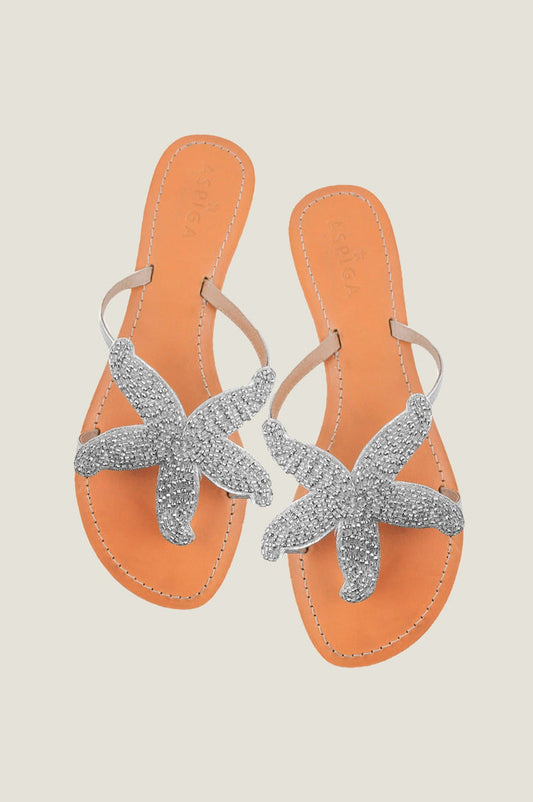 Starfish Leather Sandals | Silver - Aspiga