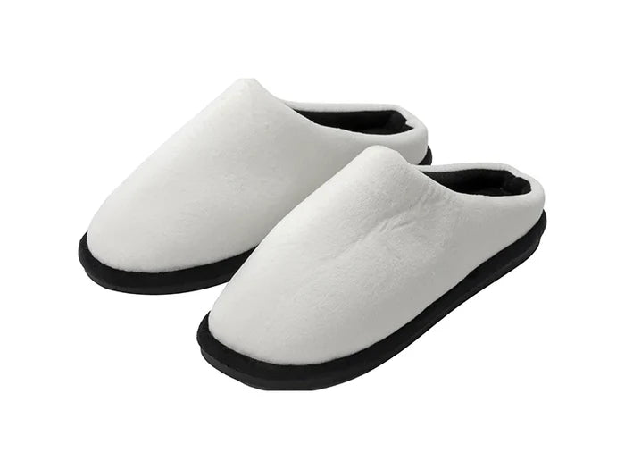 Sublimation Adult Fuzzy  Close Toe Slippers (White/Black, 36-37#)