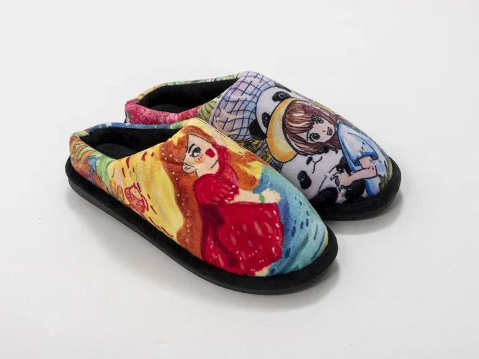 Sublimation Adult Fuzzy  Close Toe Slippers (White/Black, 36-37#)