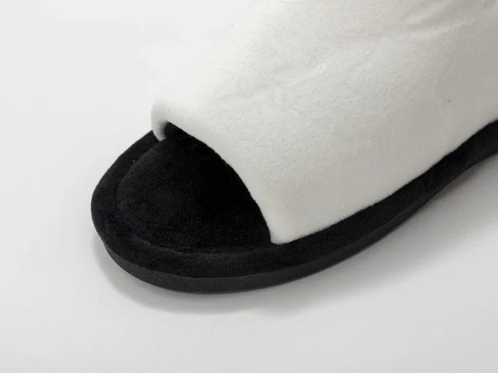 Sublimation Adult Fuzzy Slippers (White/Black, 44-45#)