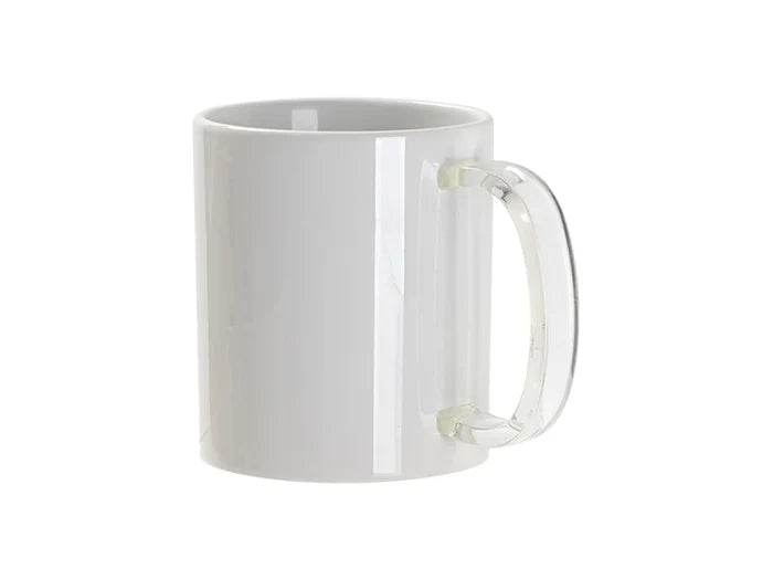 Sublimation Blanks 11oz White Mug (Clear Glass Handle)