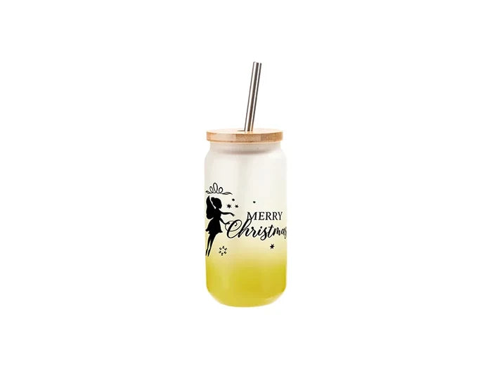 Sublimation Blanks 18oz/550ml Glass Mug Gradient Lemon Yellow