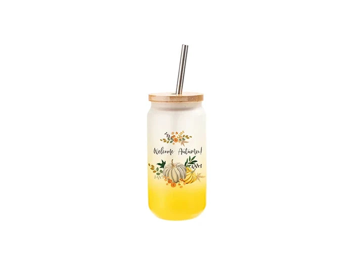 Sublimation Blanks 18oz/550ml Glass Mug Gradient Yellow