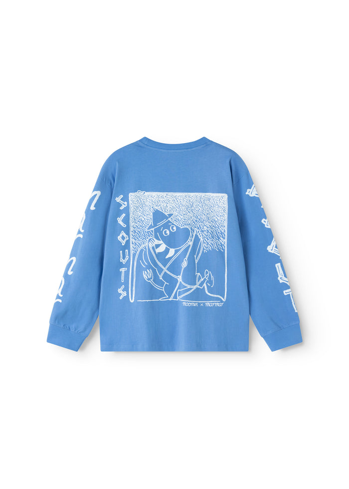 Light blue blouse with large back print and long sleeves