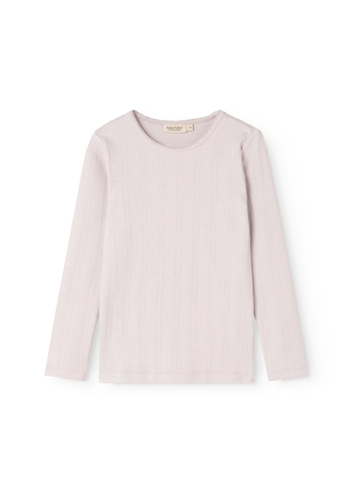 Kids T‑shirt in light purple with long sleeves and a round neck.