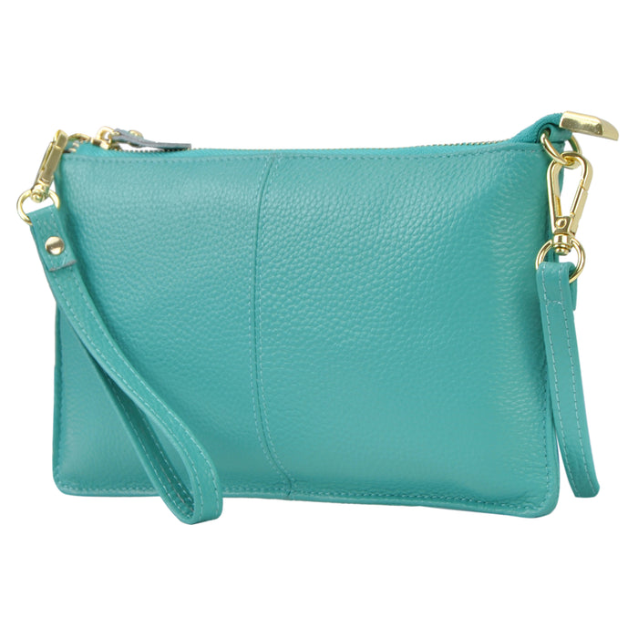 Teal NGIL Genuine Leather Wristlet Crossbody Bag