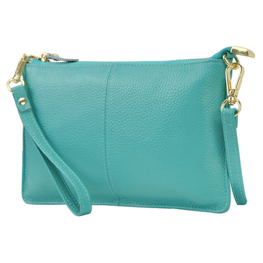 Teal NGIL Genuine Leather Wristlet Crossbody Bag