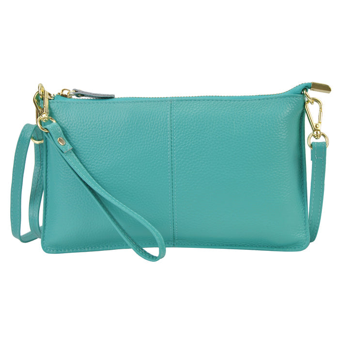 Teal NGIL Genuine Leather Wristlet Crossbody Bag