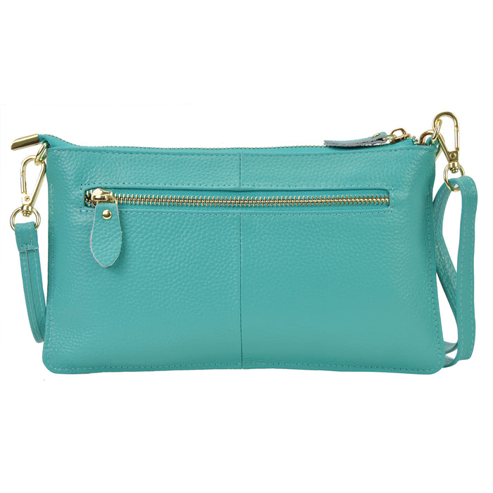 Teal NGIL Genuine Leather Wristlet Crossbody Bag