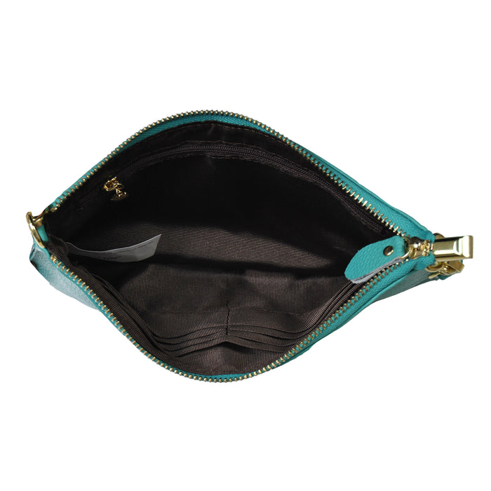 Teal NGIL Genuine Leather Wristlet Crossbody Bag