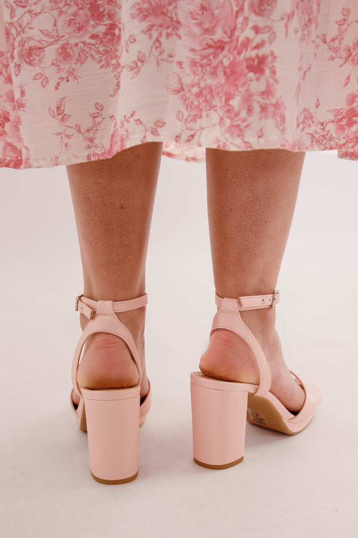Blush Ankle Strap Block Heel Sandals | Feminine Dressy Summer Heels