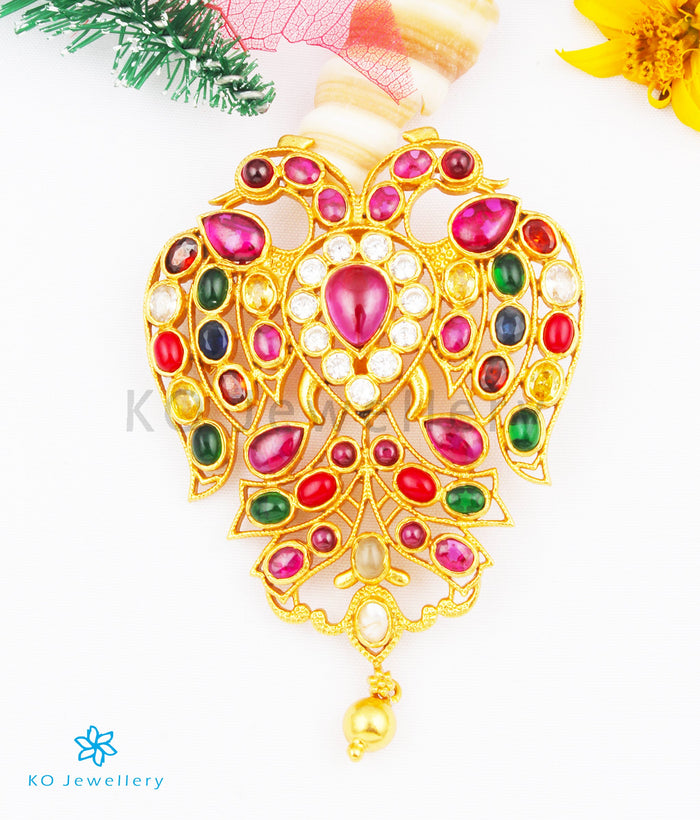 The Classic Gandaberunda Silver Navratna Pendant