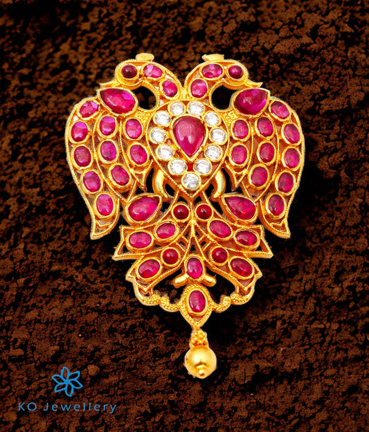 The Classic Gandaberunda Silver Pendant (Red)
