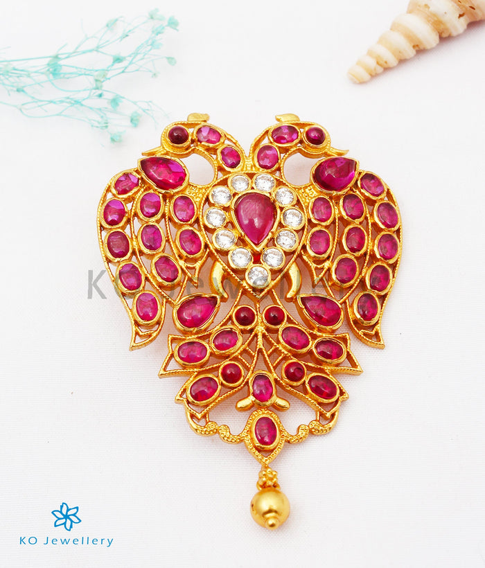 The Classic Gandaberunda Silver Pendant (Red)