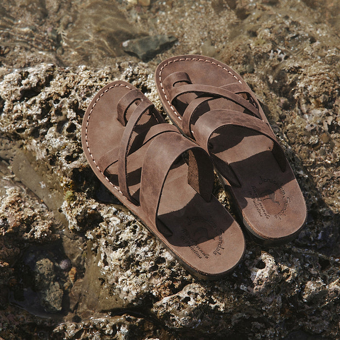 The Good Shepherd - Leather Toe Loop Sandal | Brown Nubuck
