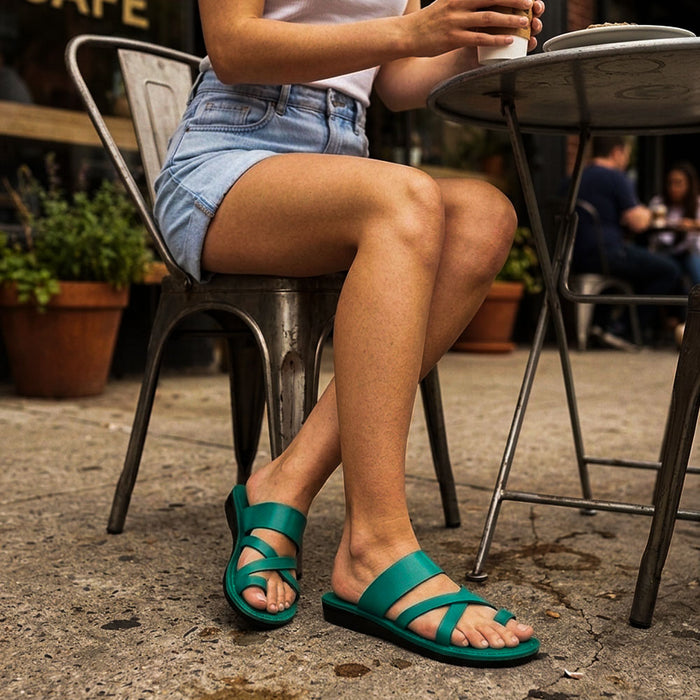 The Good Shepherd - Leather Toe Loop Sandal | Turquoise