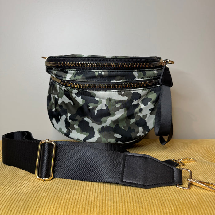 The Roni Nylon Crossbody - Green Camo