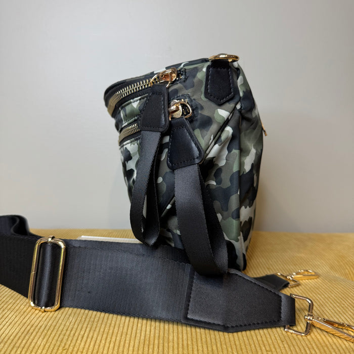 The Roni Nylon Crossbody - Green Camo