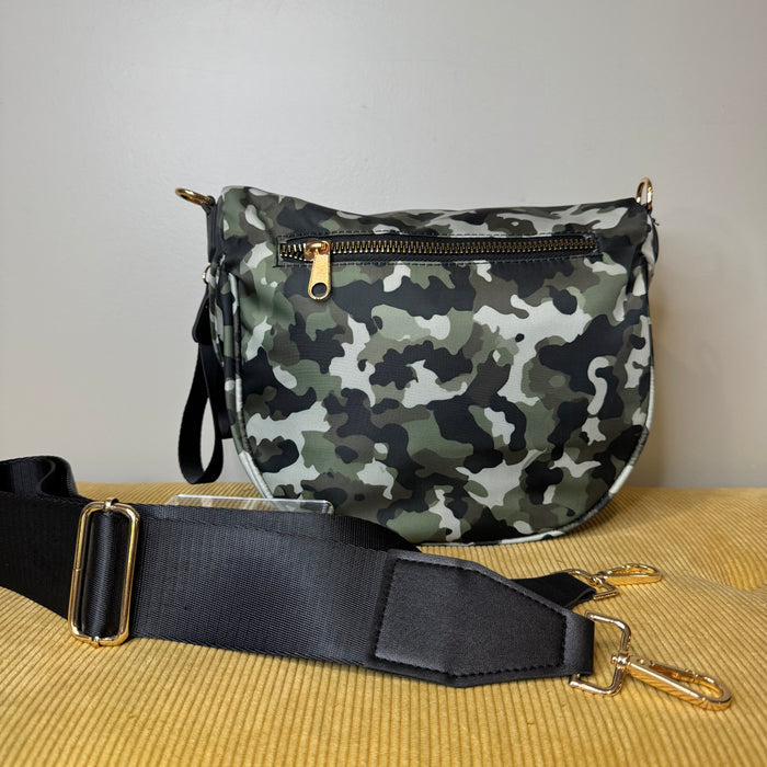 The Roni Nylon Crossbody - Green Camo