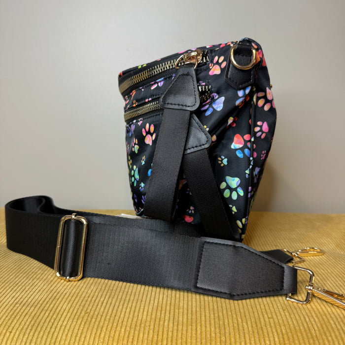 The Roni Nylon Crossbody - Rainbow Paw Print