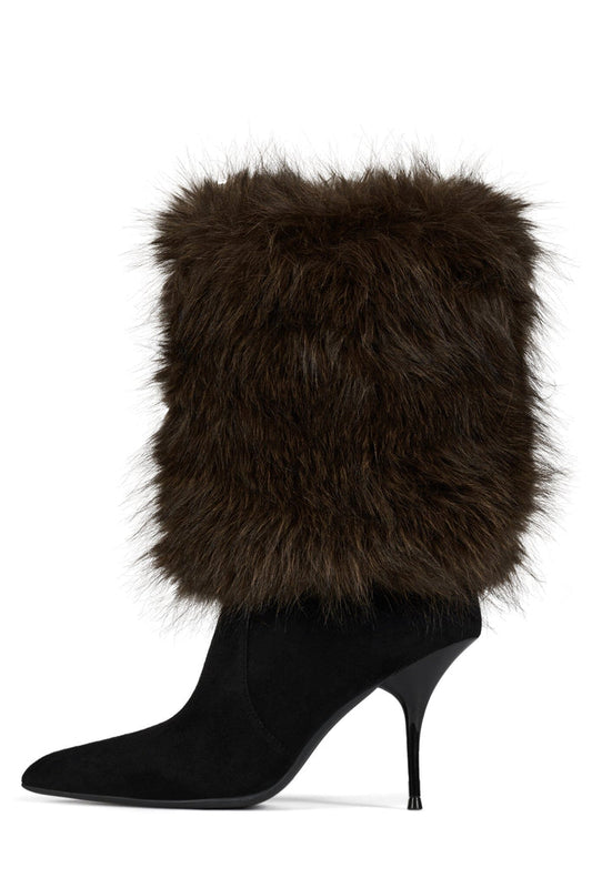 THERMAL Jeffrey Campbell Stiletto Boot Black Suede Brown Combo