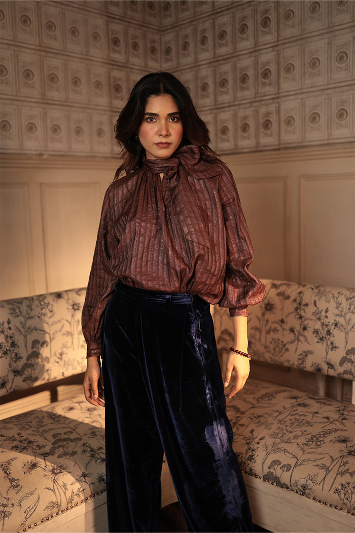 TIE BLOUSE SILK ON HAND-WOVEN FABRICS