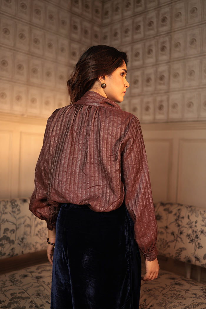 TIE BLOUSE SILK ON HAND-WOVEN FABRICS