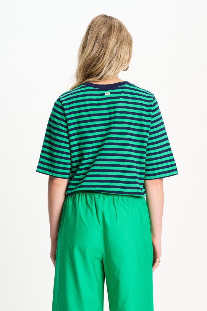 POM Amsterdam Tshirts TSHIRT - Stripe Green Blue