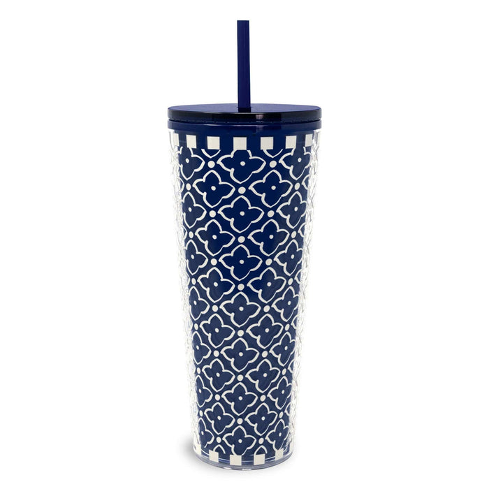 Tumbler with Straw-Moorish Peacoat-Image 1-Vera Bradley
