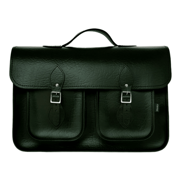 Twin Pocket Executive Leather Satchel – British Racing Green