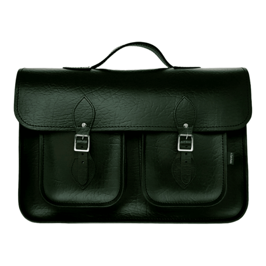 Twin Pocket Executive Leather Satchel – British Racing Green