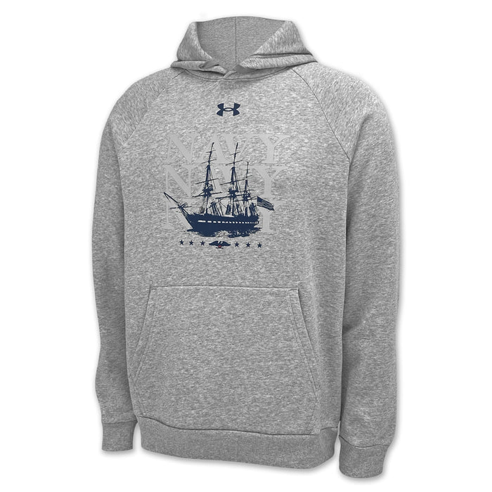 Under Armour Navy Ship Rival Fleece Hood (Grey)