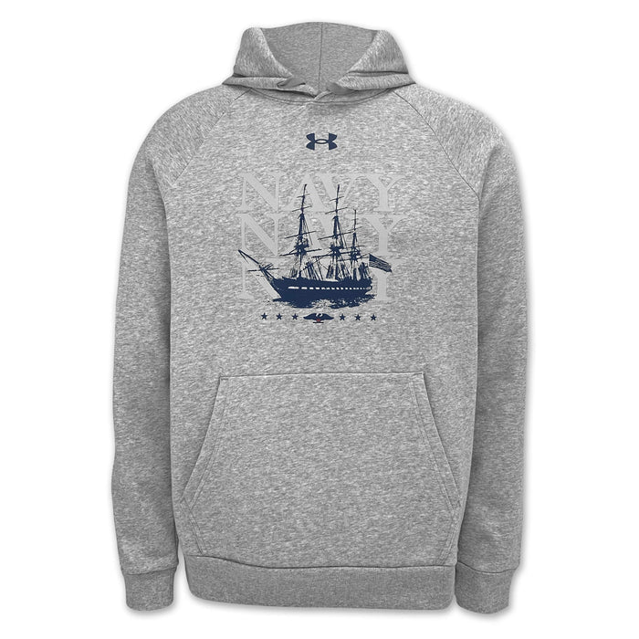 Under Armour Navy Ship Rival Fleece Hood (Grey)