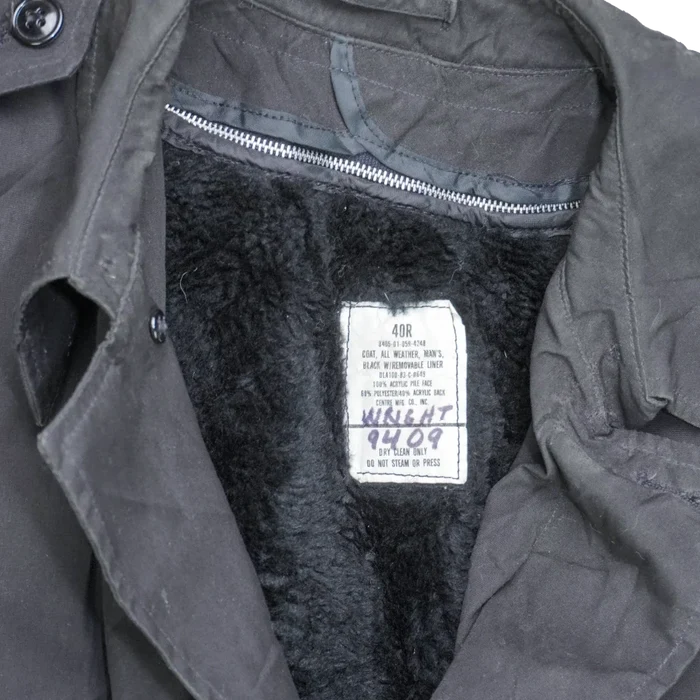 US Army Black All Weather Coat with Liner - 40R, Medium - US Army Surplus - Great Coats