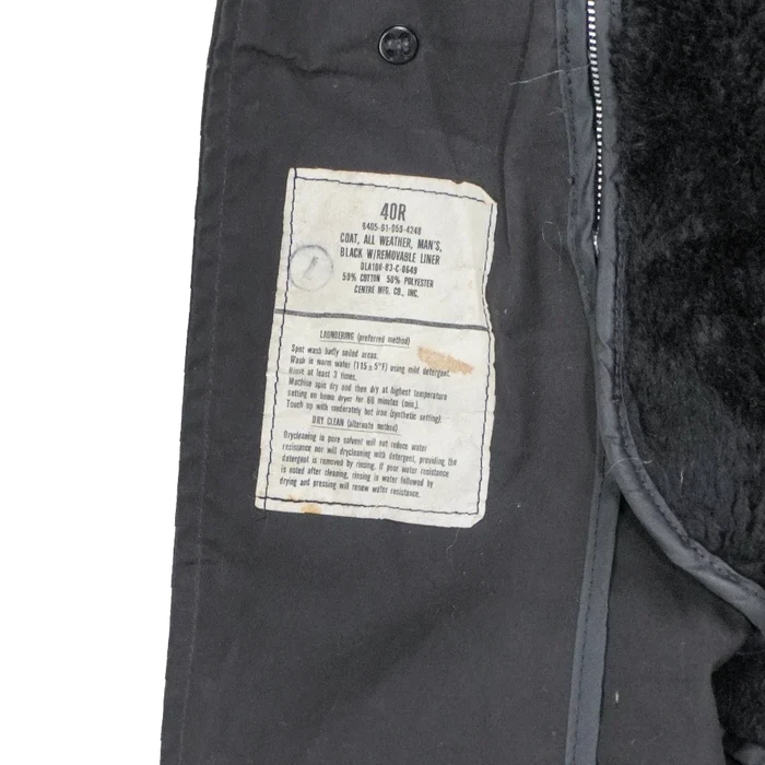 US Army Black All Weather Coat with Liner - 40R, Medium - US Army Surplus - Great Coats