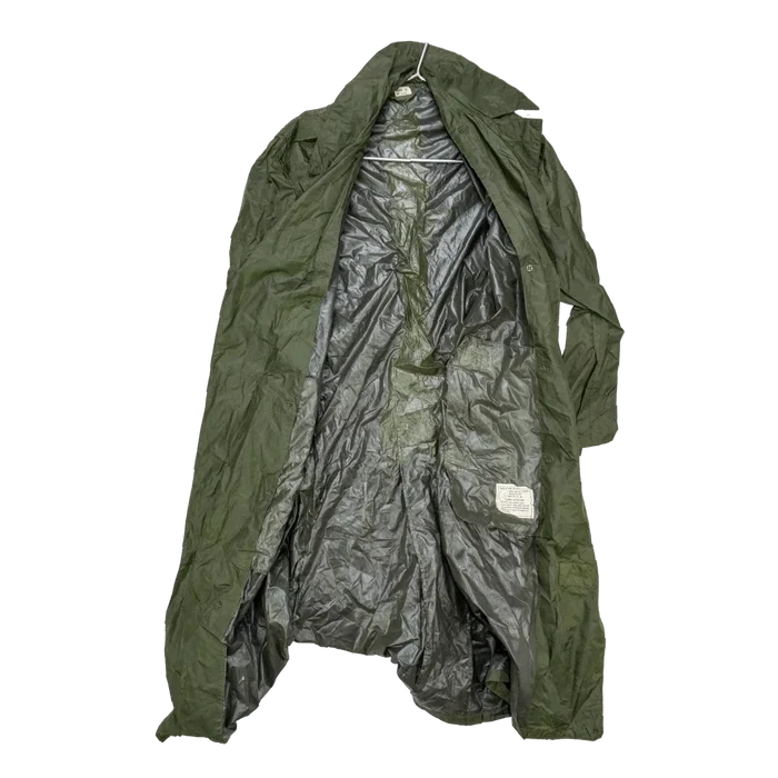 US Army Olive Nylon Raincoat - 36R, Small - US Army Surplus - Rain Jackets