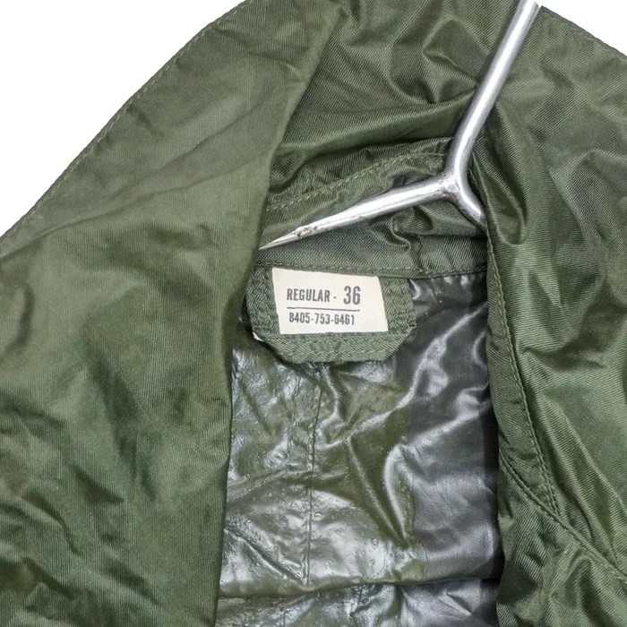 US Army Olive Nylon Raincoat - 36R, Small - US Army Surplus - Rain Jackets