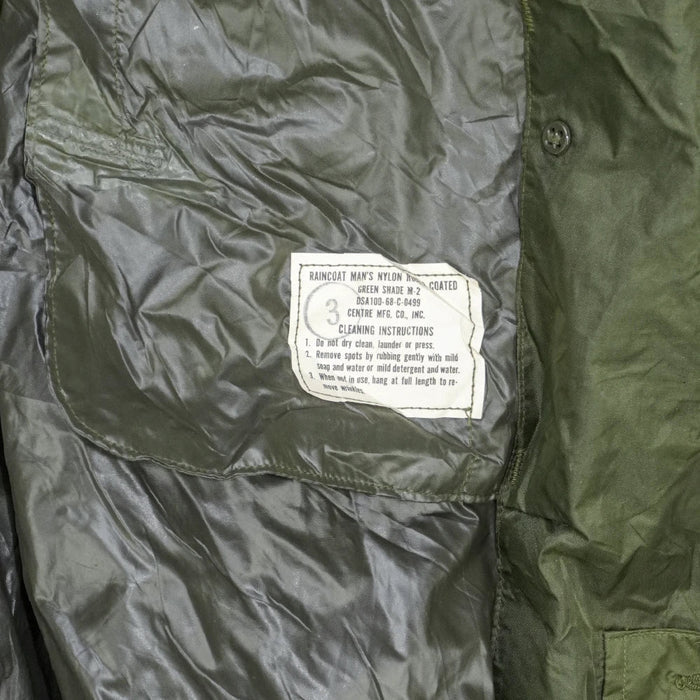 US Army Olive Nylon Raincoat - 36R, Small - US Army Surplus - Rain Jackets