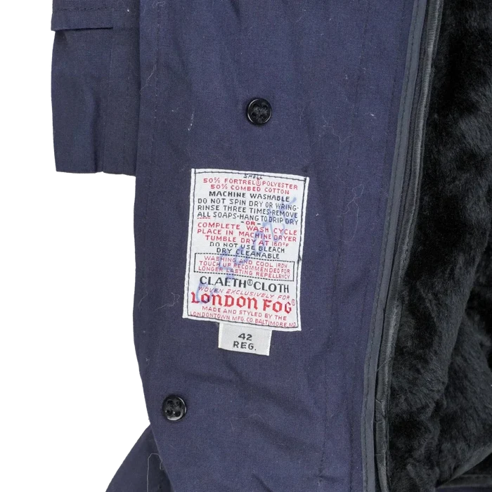 US Made London Fog Blue Overcoat - 42R, Large - Army & Outdoors - Great Coats