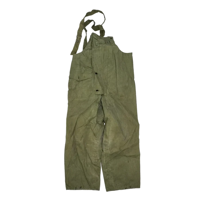 US Navy WW2 Waterproof Bib Overalls - Small - US Navy Surplus - Overalls