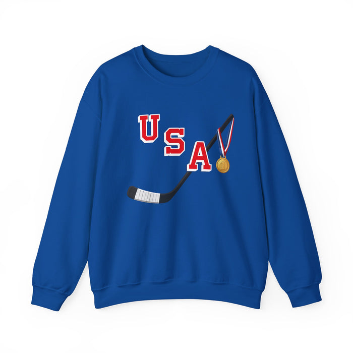 USA Hockey Sweatshirt with Gold Medal Graphic