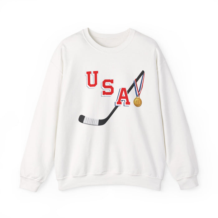 USA Hockey Sweatshirt with Gold Medal Graphic